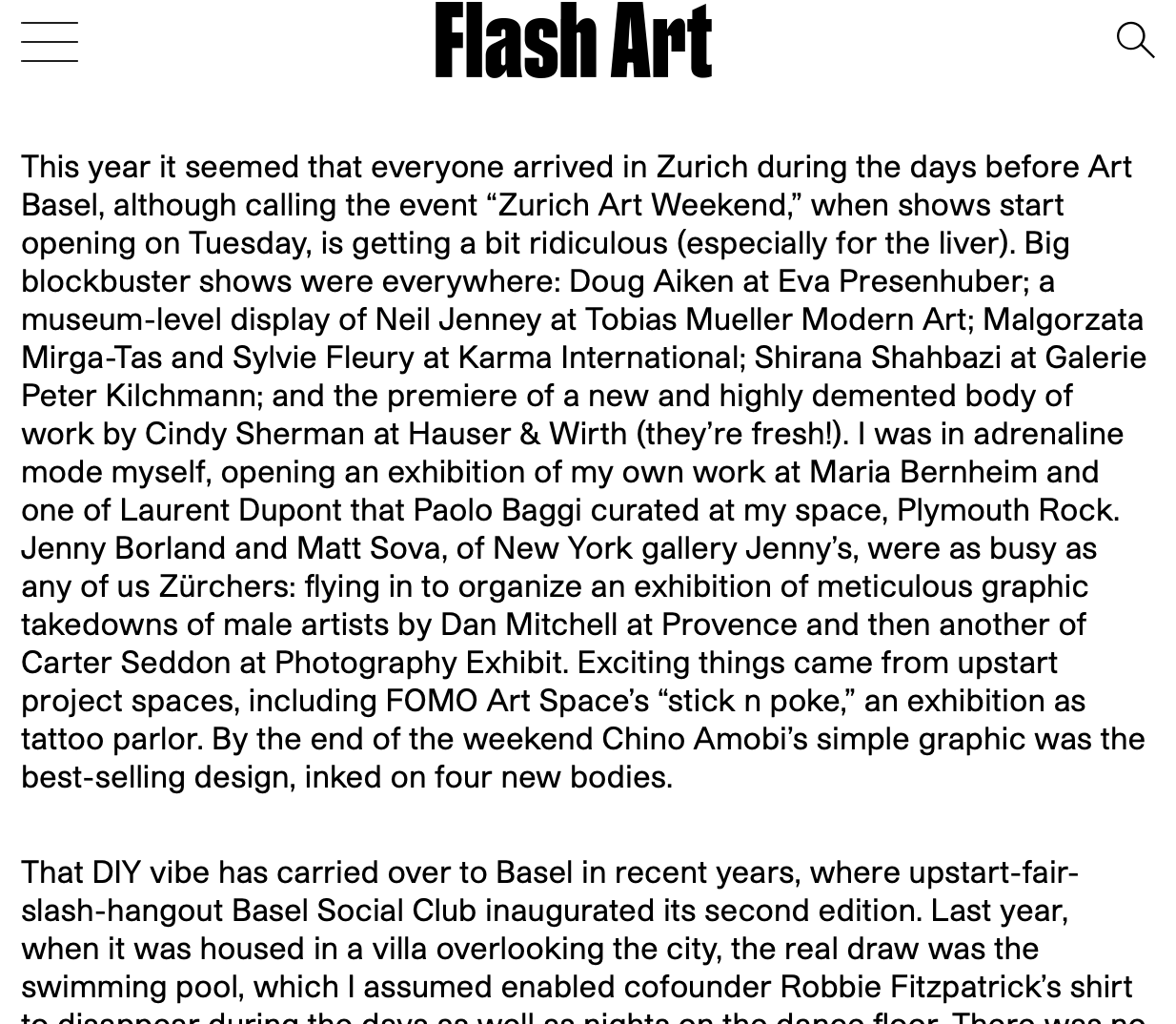 Flash Art Article Screenshot